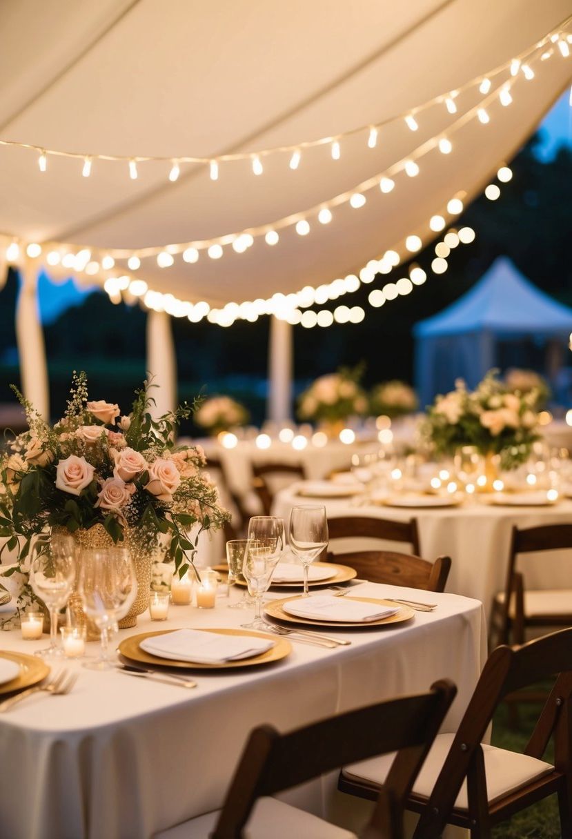 7) Fairy lights draped over tables