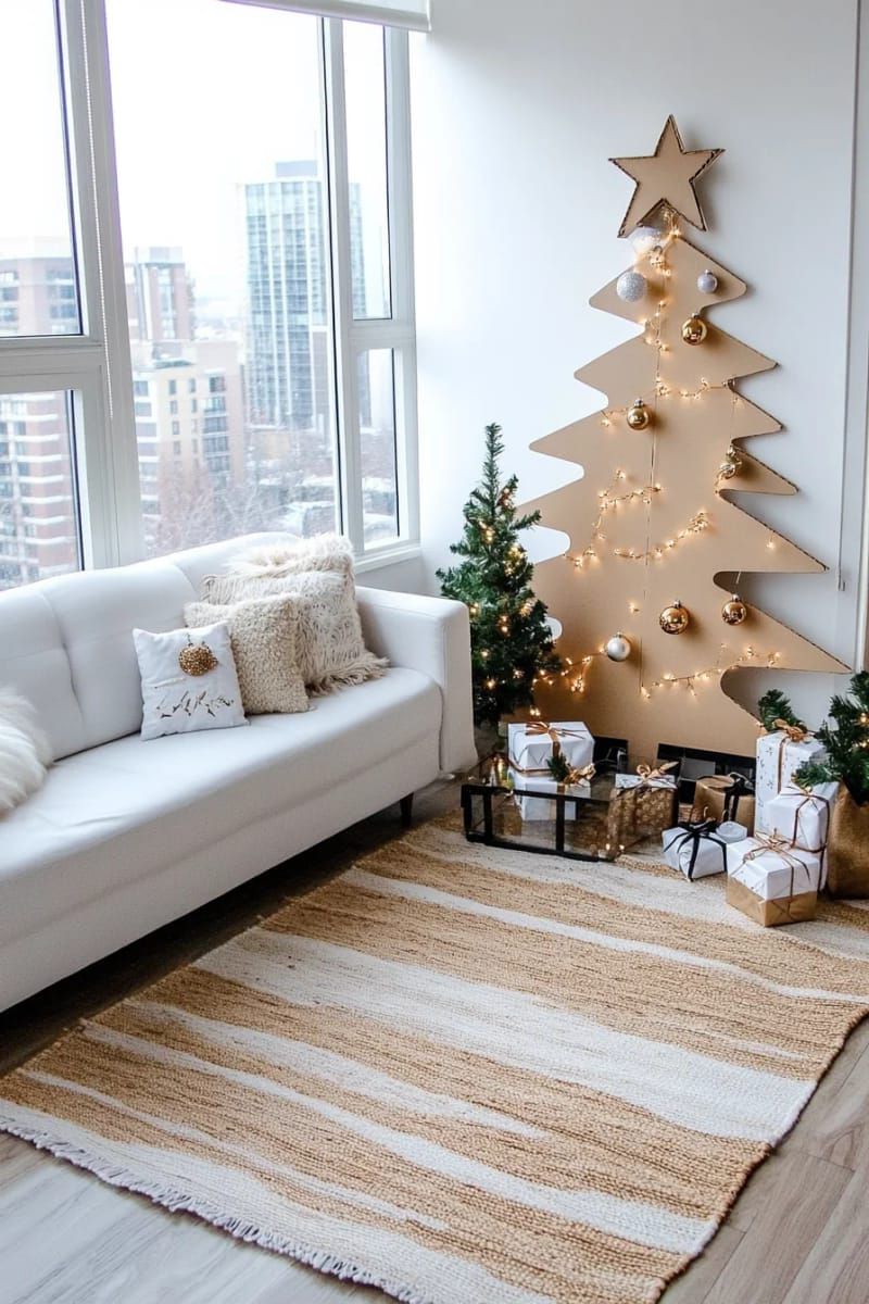 10. Minimalist Gold Cardboard Christmas Tree DIY - photo 2