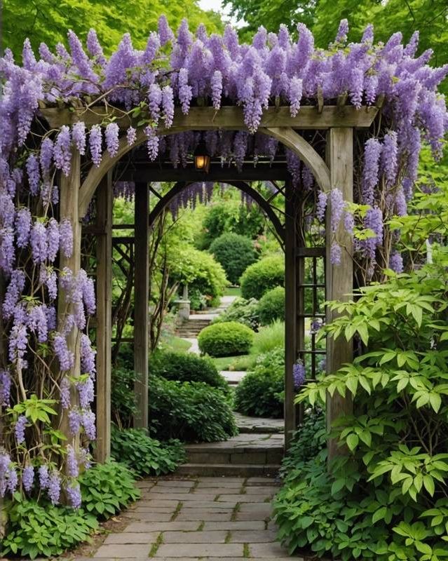 Wisteria Arbor Opening Onto a Hidden Path