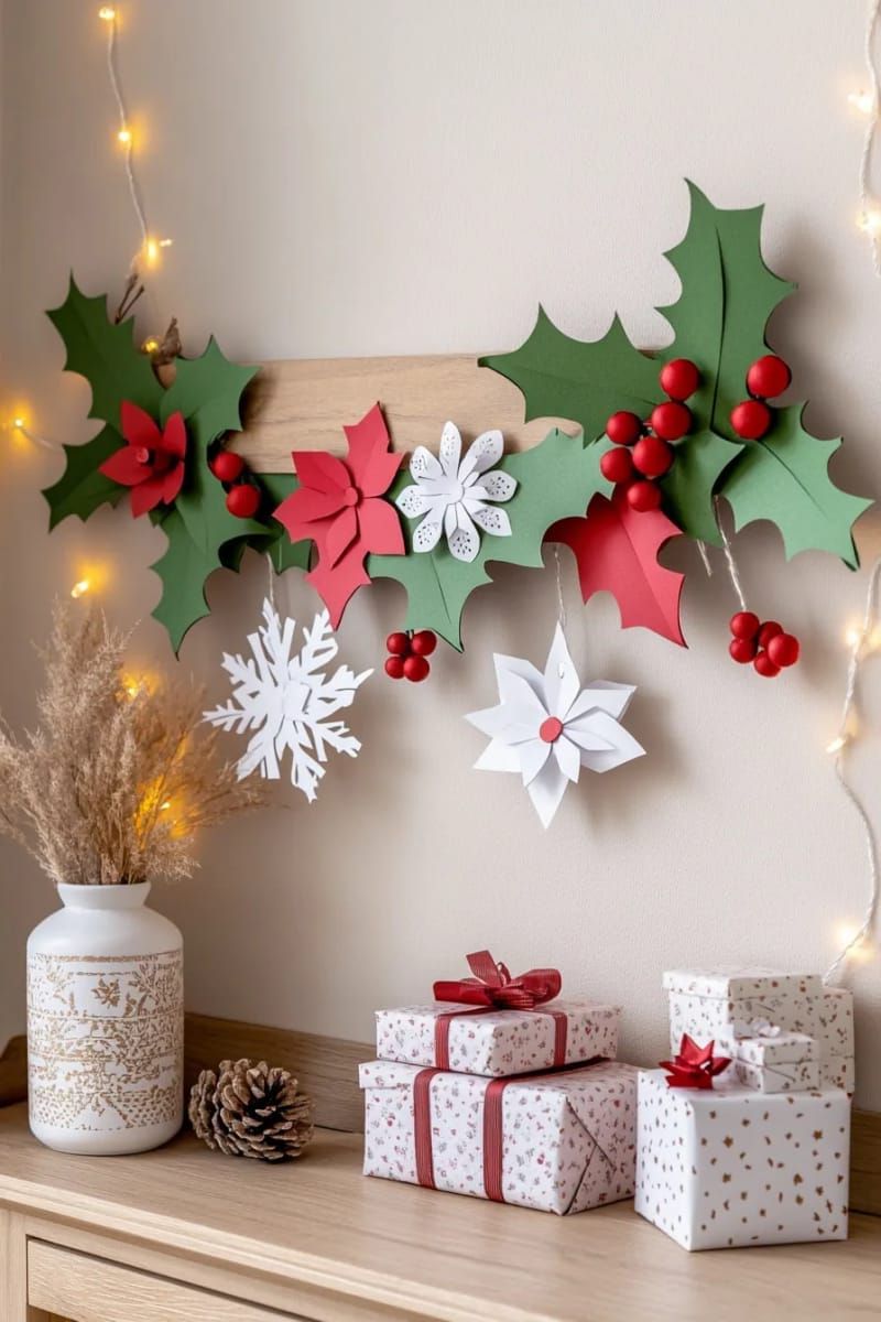 17. Holly Leaf and Berry Paper Garland for Walls - photo 3