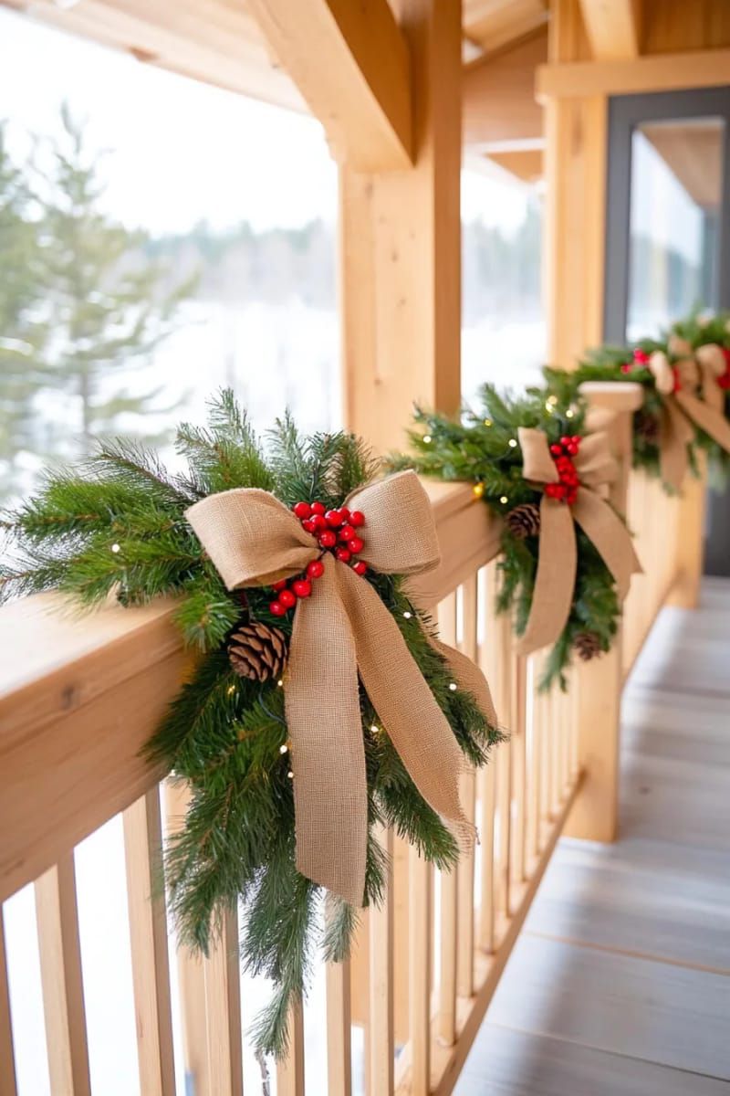 14. Garland and Burlap on the Cabin Loft