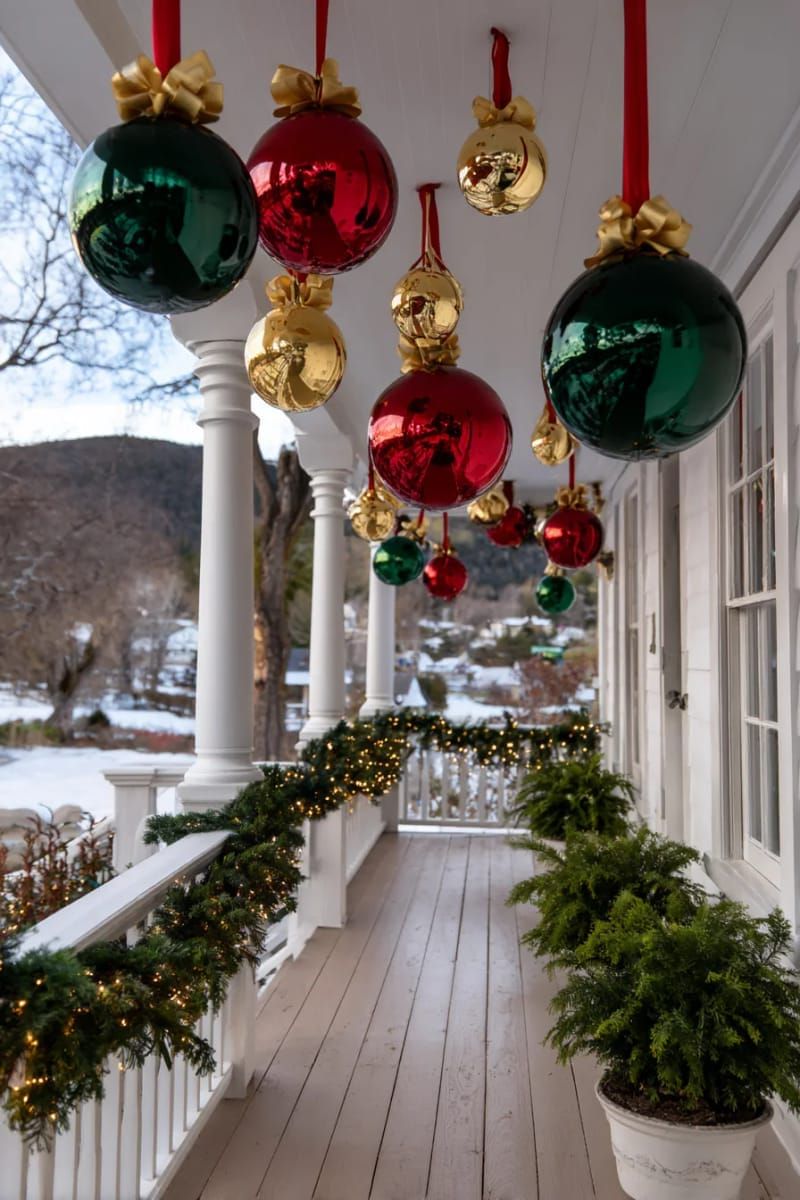 5. Ornaments and Ribbons Hung From Porch Ceilings - photo 2