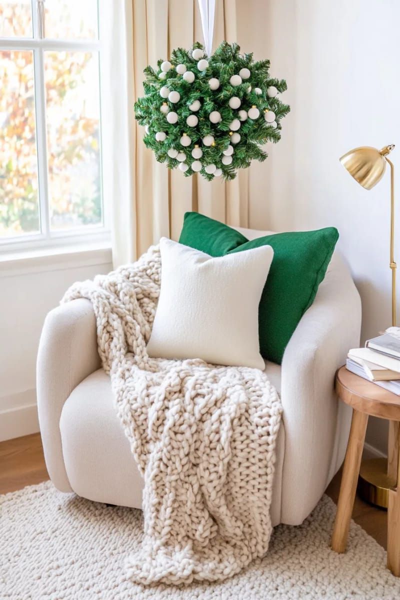 20. Mistletoe orb hanging above a cozy reading nook - photo 2