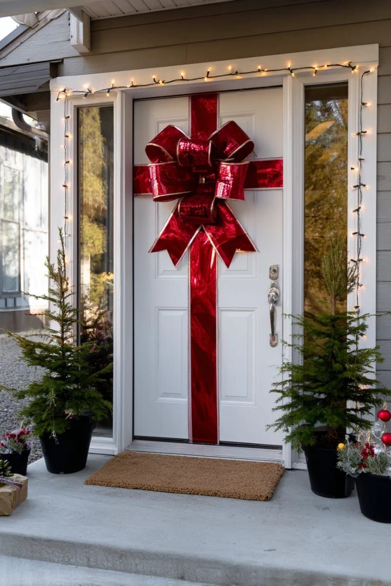2. Oversized Red Bow for Your Front Door