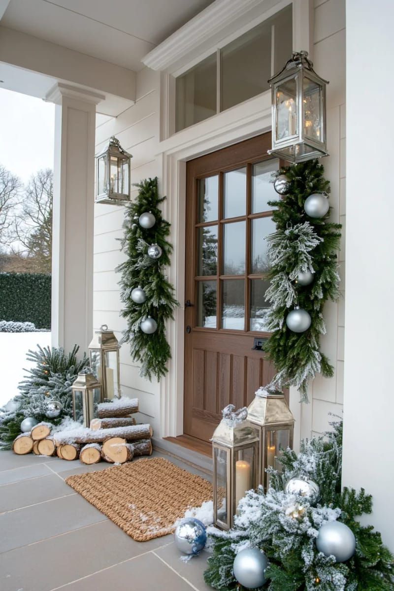 13. Snowy Landscape Display with Flocked Garland - photo 3