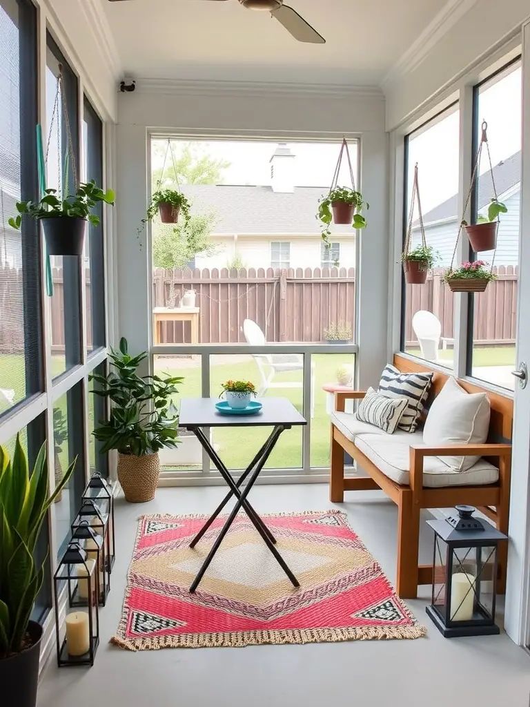 18. Compact Back Porch With Space-Saving Seats