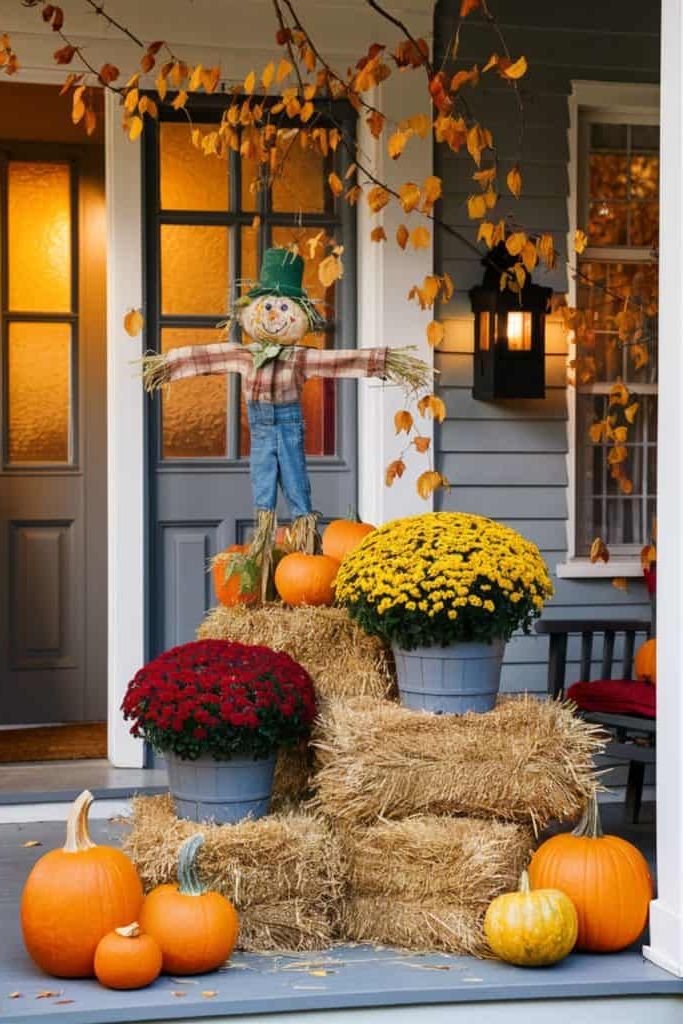 19. Hay Bales and a Friendly Scarecrow