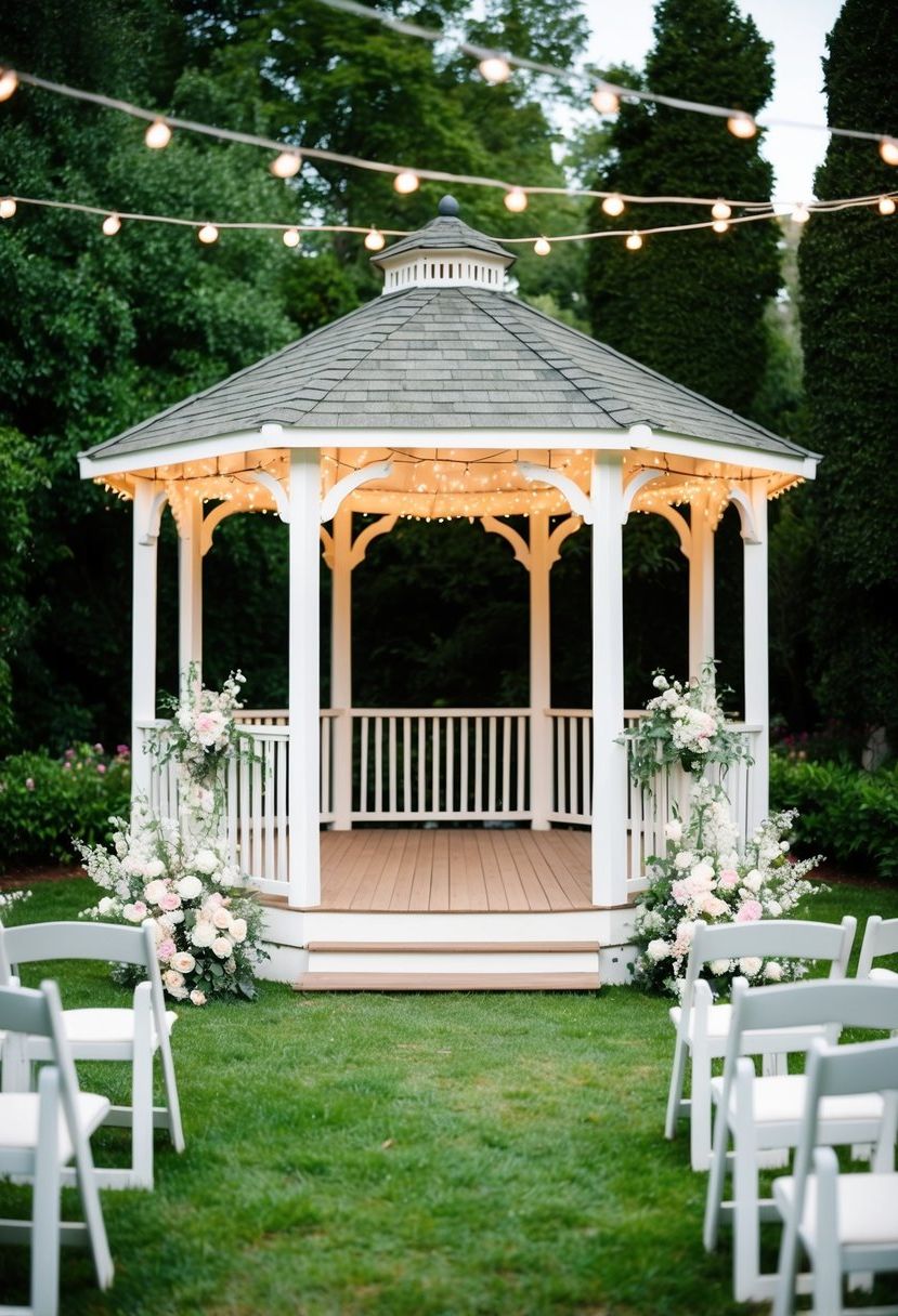 1) Charming Gazebo Ceremony Backdrop