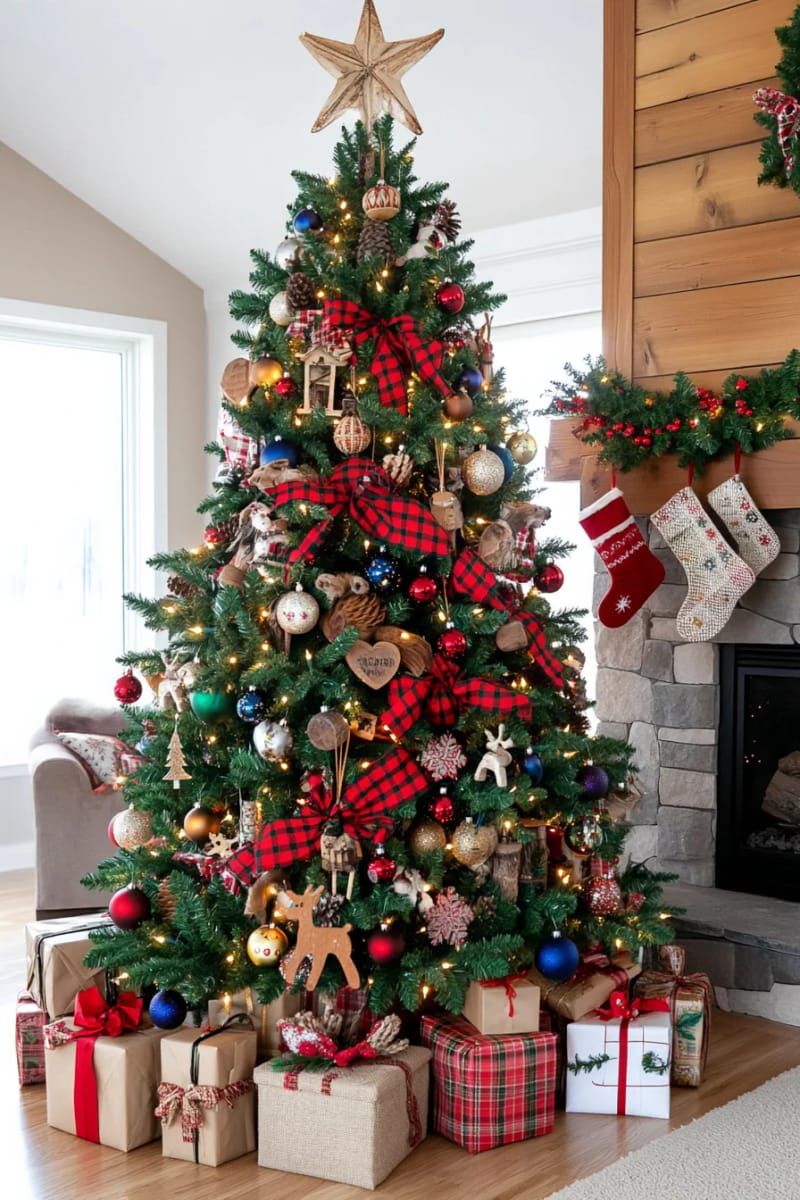 20. Country Christmas Tree With Plaid Ribbons - photo 2