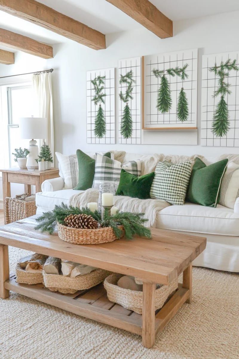 20. Green and white pine tree grid