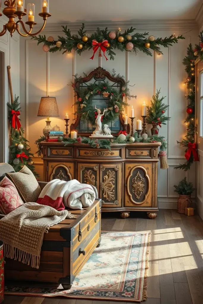 11) Giving Antique Furniture a Festive Role