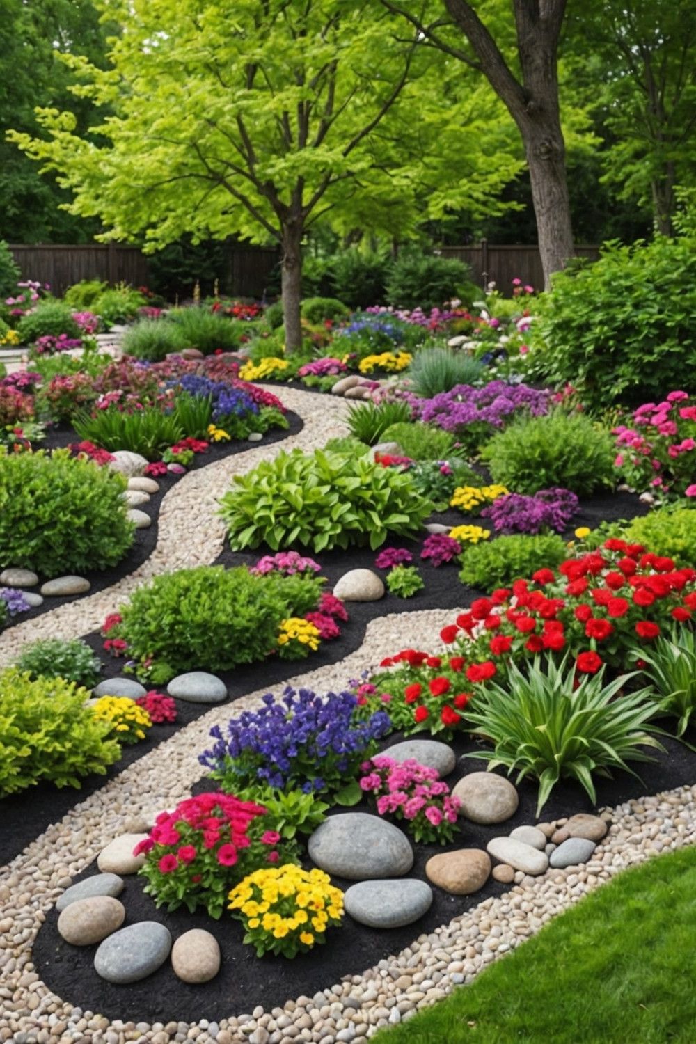 Defining Flower Beds with Pebbles
