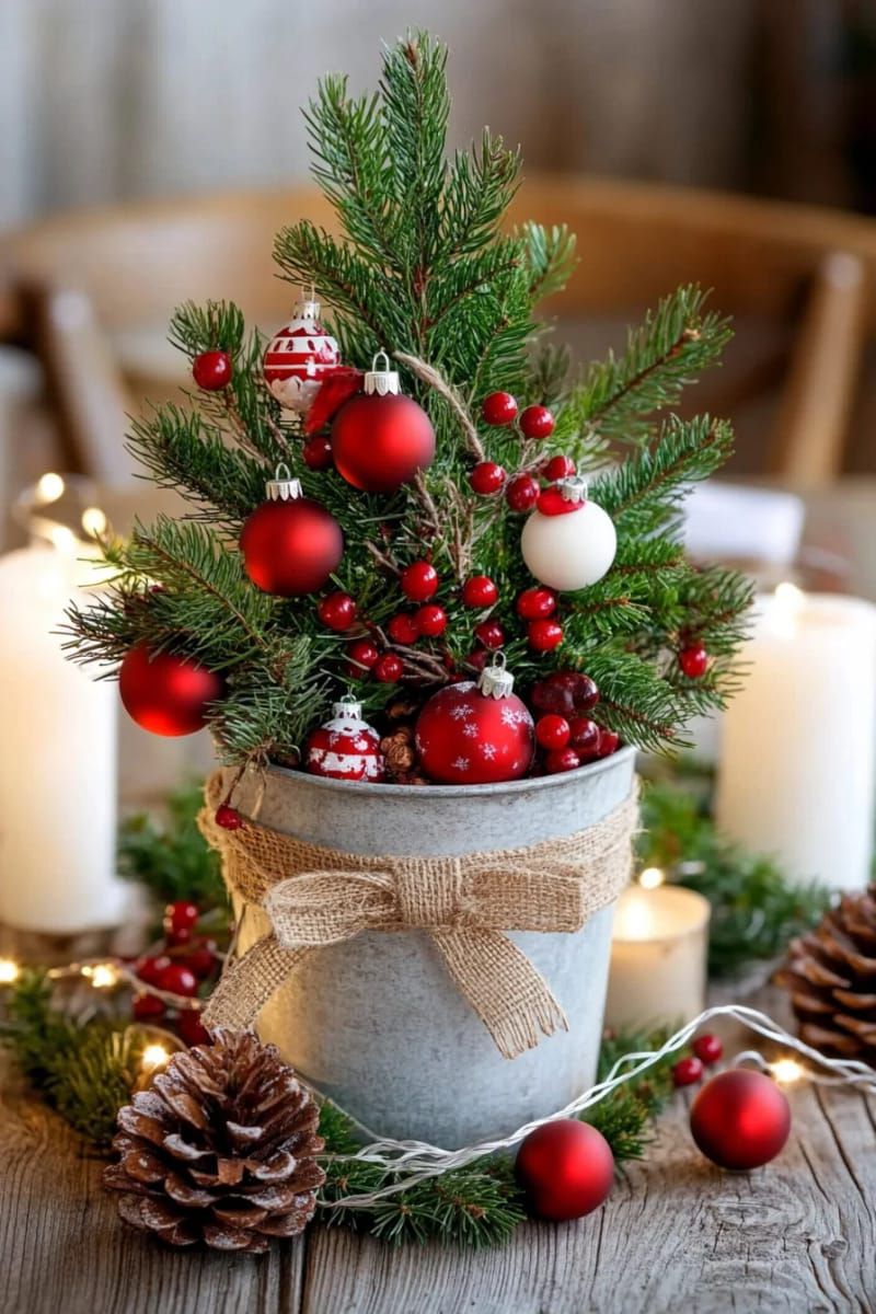 4. Mini Tree in a Metal Bucket