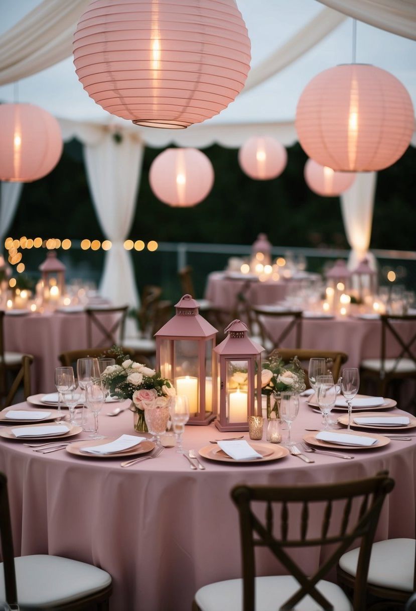 10) Dusty Rose Lantern Centerpiece Ideas