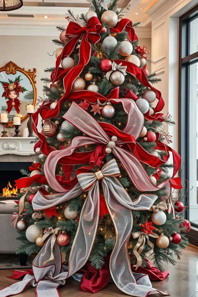 Layering Red and Silver Ribbon Designs