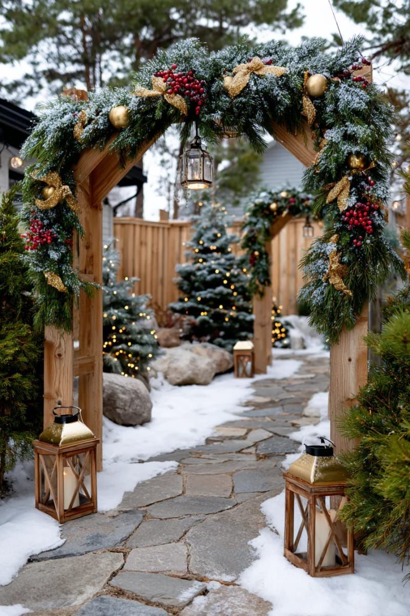 19. Fairy-Lit Pine Garland Frames the Entrance - photo 2