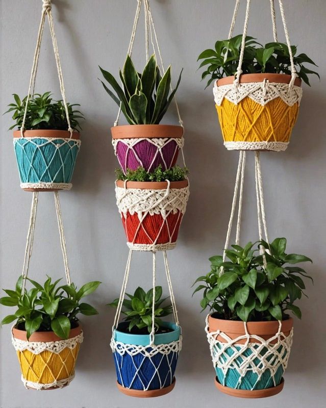 Woven Macrame Pot Hangers