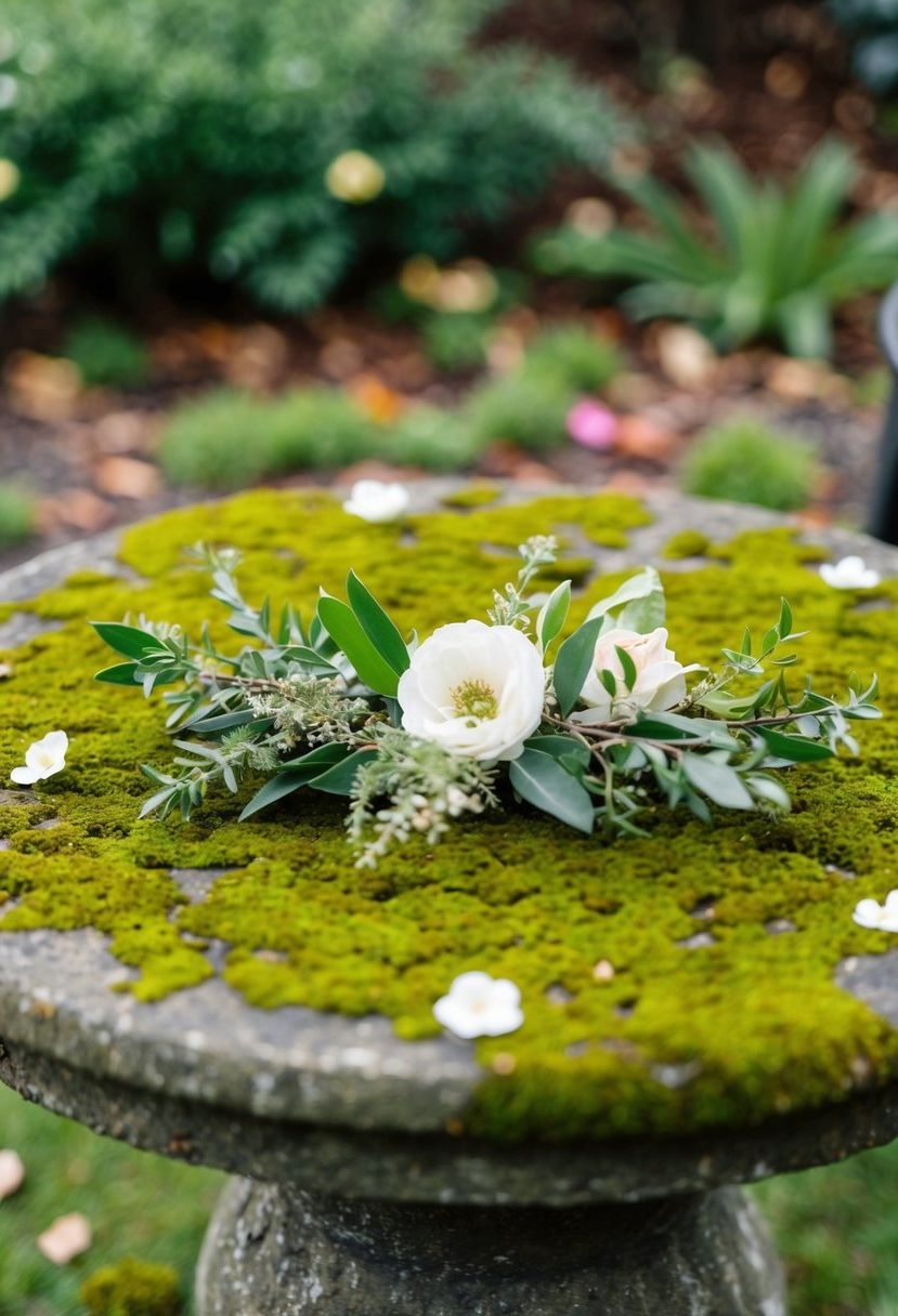 4) Moss and Stone Table Decor