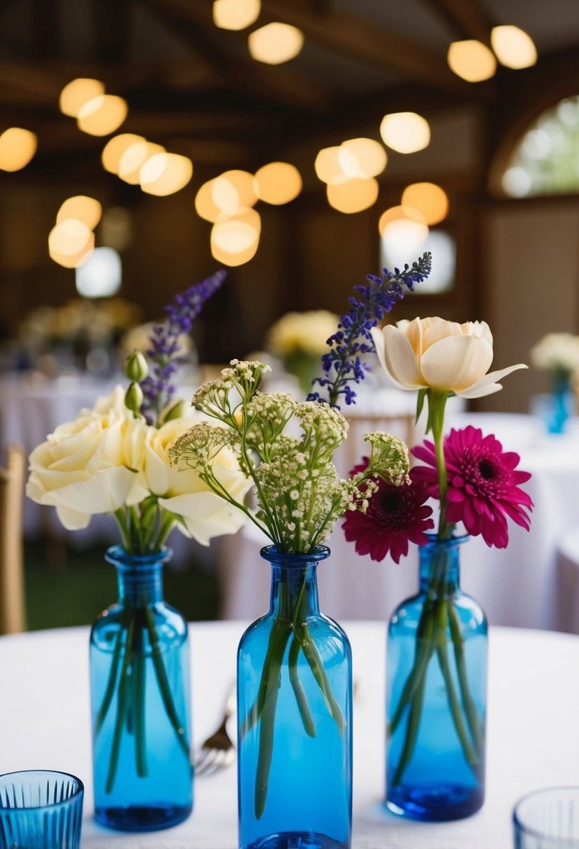 8) Bud Vases Matched to Wedding Colors