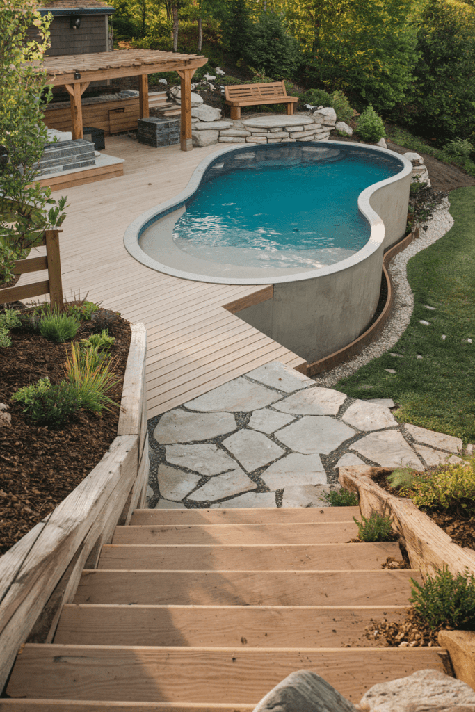 5. Semi-Inground Pool for a Natural Look
