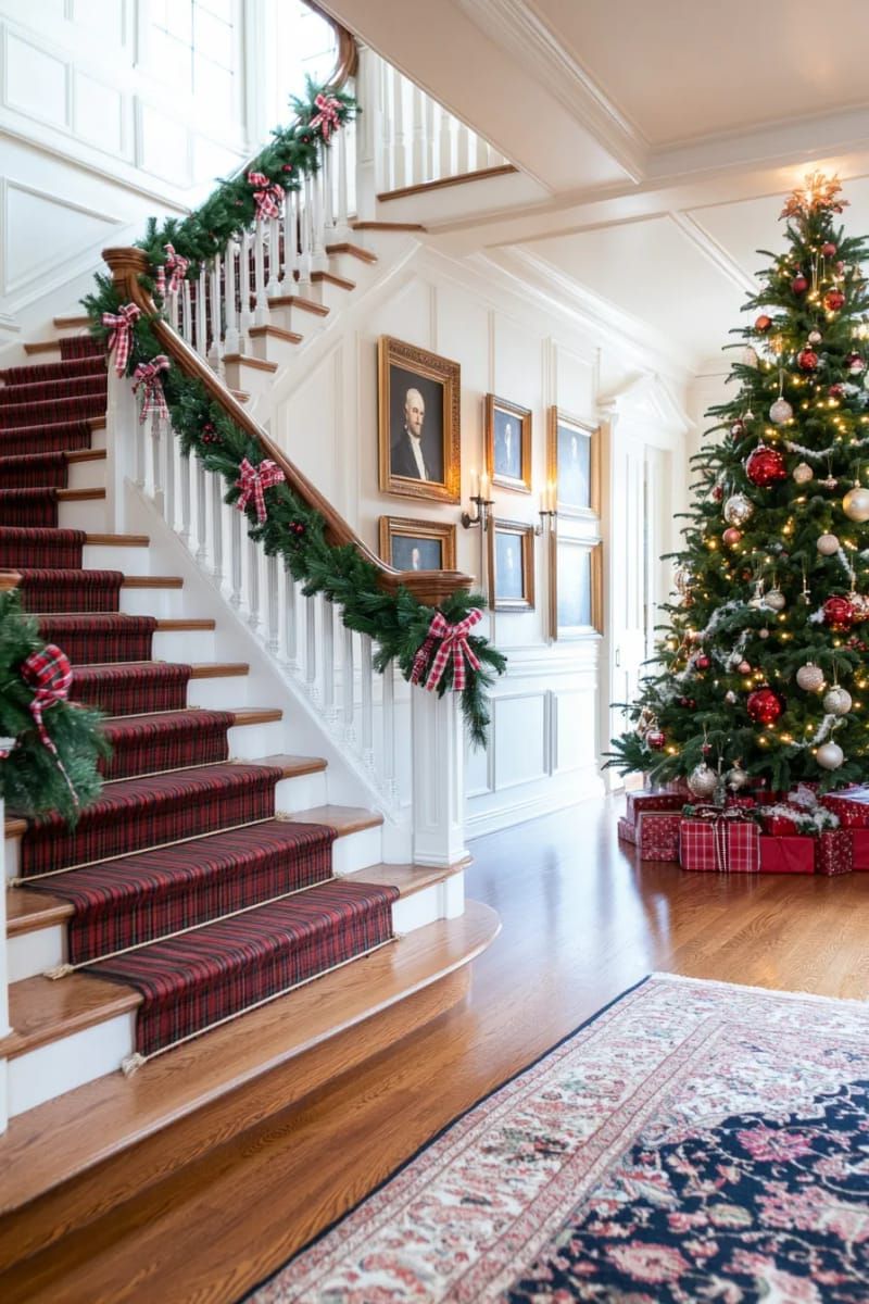 20. Tartan Ribbon Accents for Stairs and Frames