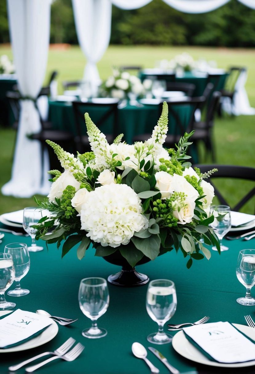13) White and Green Floral Arrangements