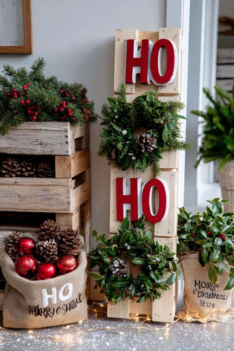4. Vertical pallet sign reading HO HO HO - photo 2
