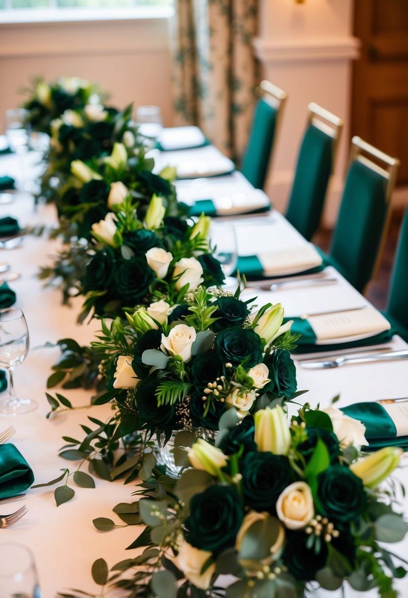 6) Dark Green Bouquets for Bridesmaids