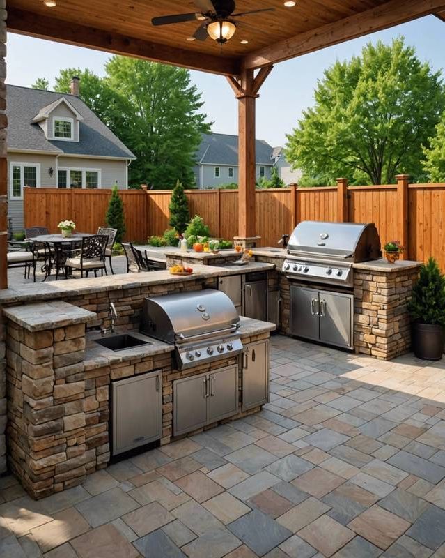 Outdoor Kitchen Patio with Grill Setup
