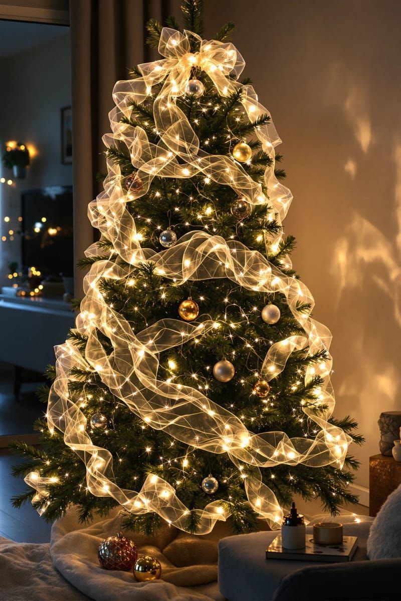 31. Fairy lights and ribbon woven for a glowing centerpiece - photo 2