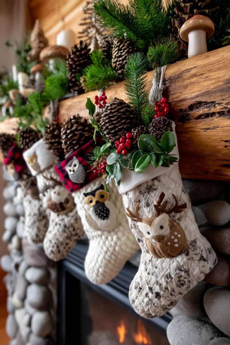 8. Felt Forest Scene with Pinecones and Foliage