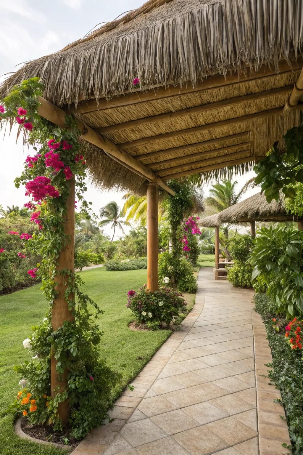 13. Go Tropical With a Palm Thatch Roof