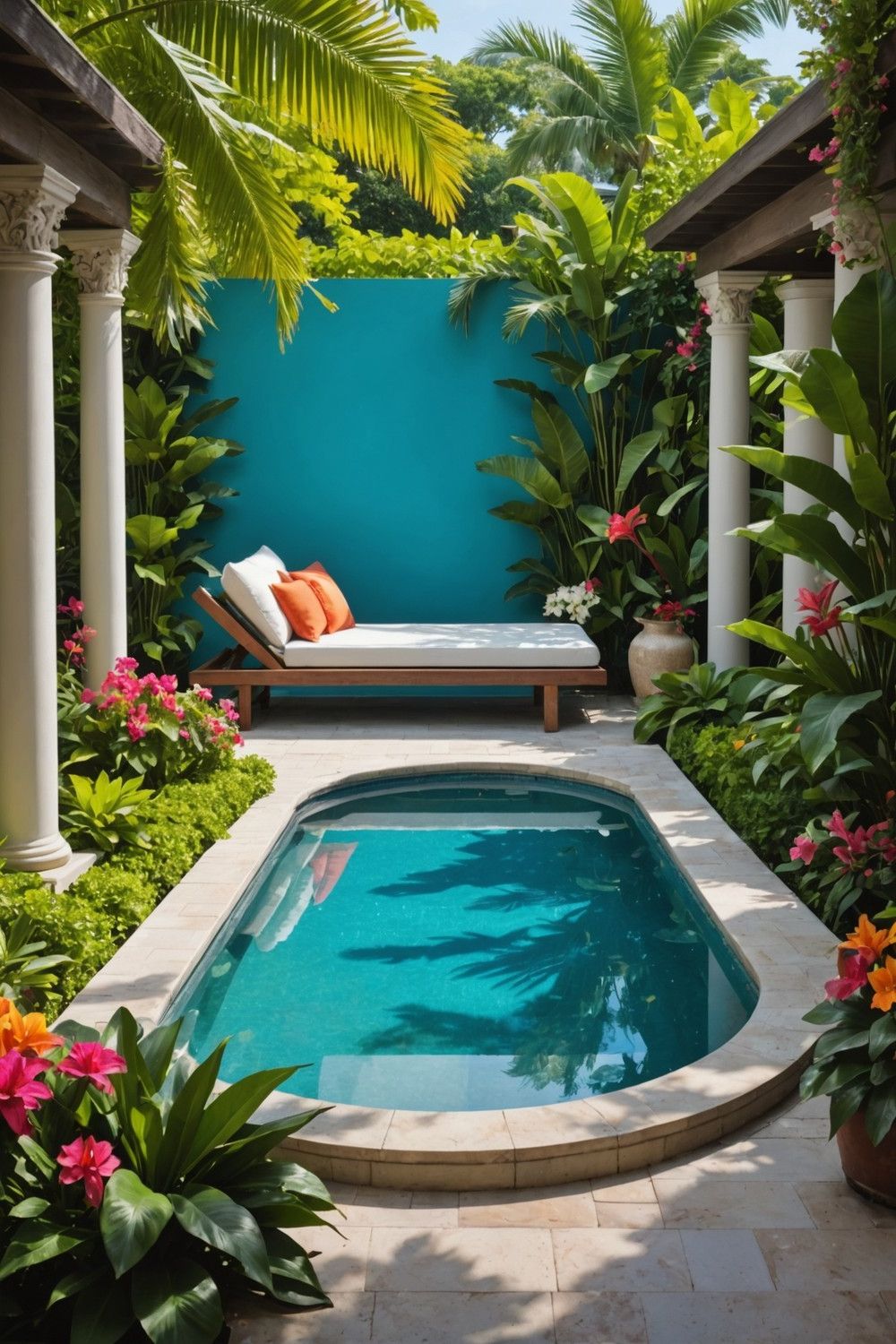 Poolside Daybed With Tropical Canopy
