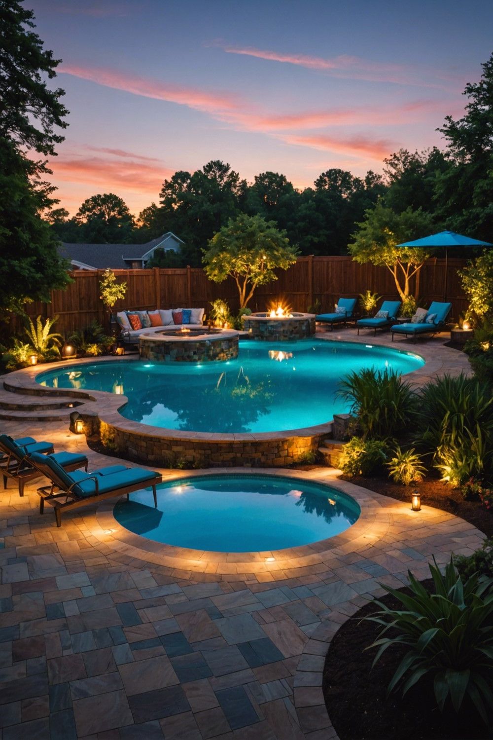 Contemporary Pool With LED Accent Lighting