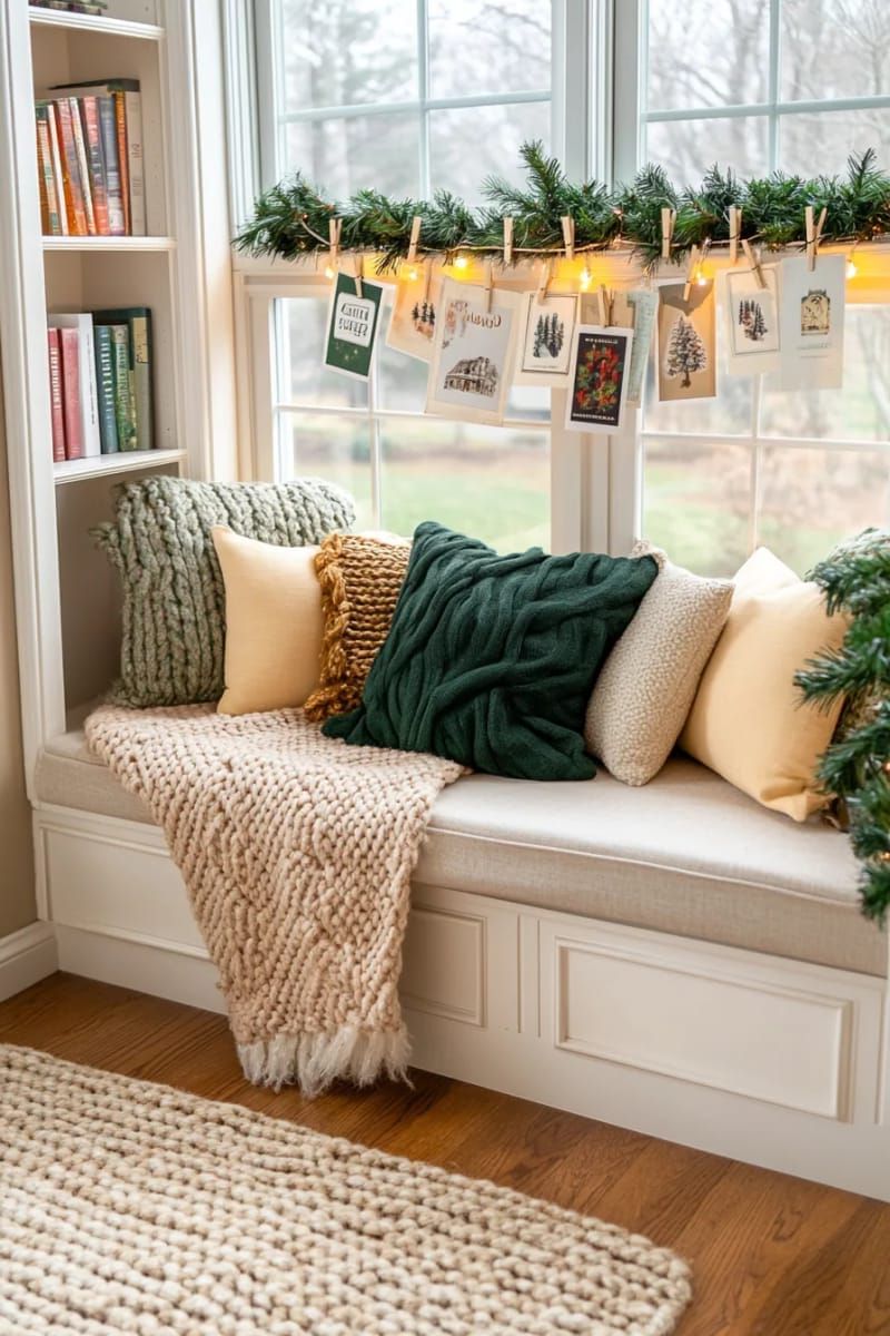 26. Christmas card garland strung above a reading nook - photo 2