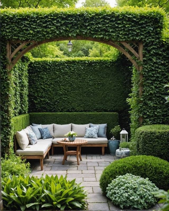 Private Seating Tucked Behind a Hedge