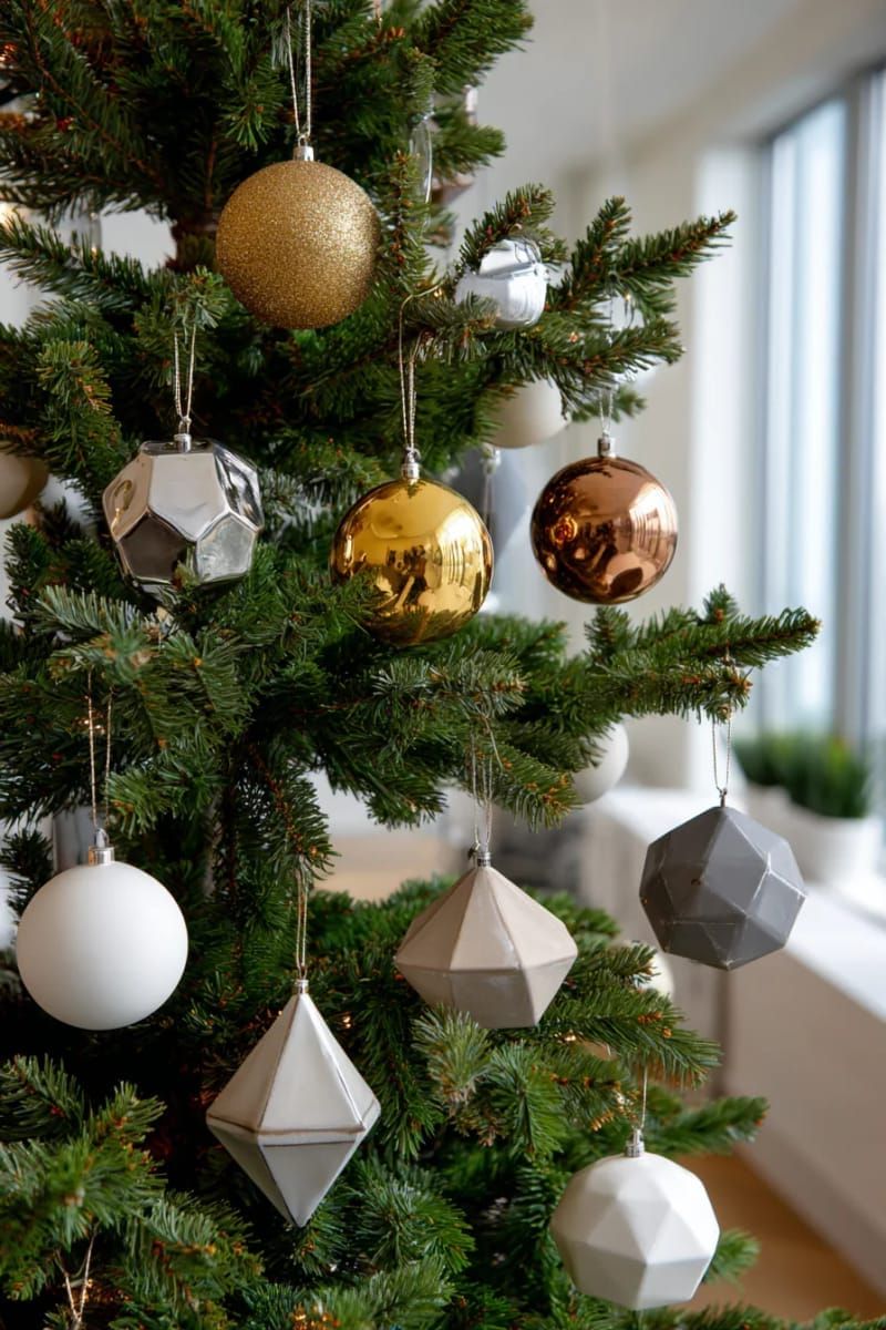 3. Floating Geometric Ornaments For Modern Trees - photo 2