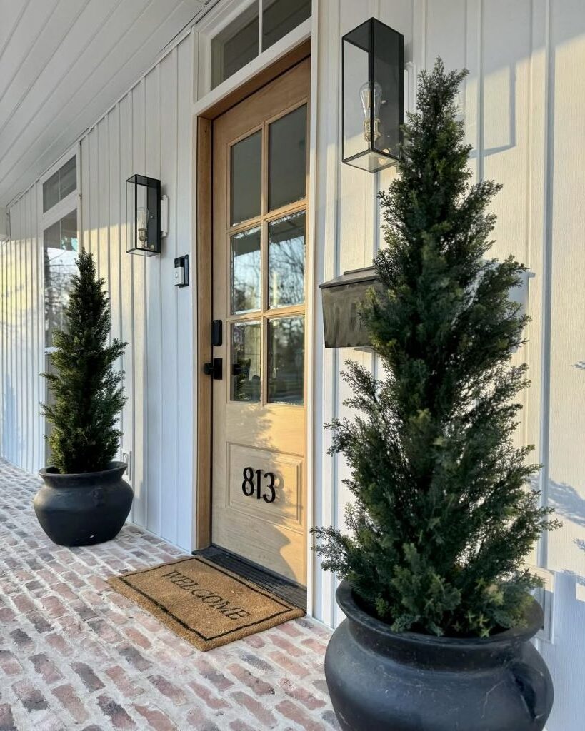 24. Matte Black Accents Against Natural Wood