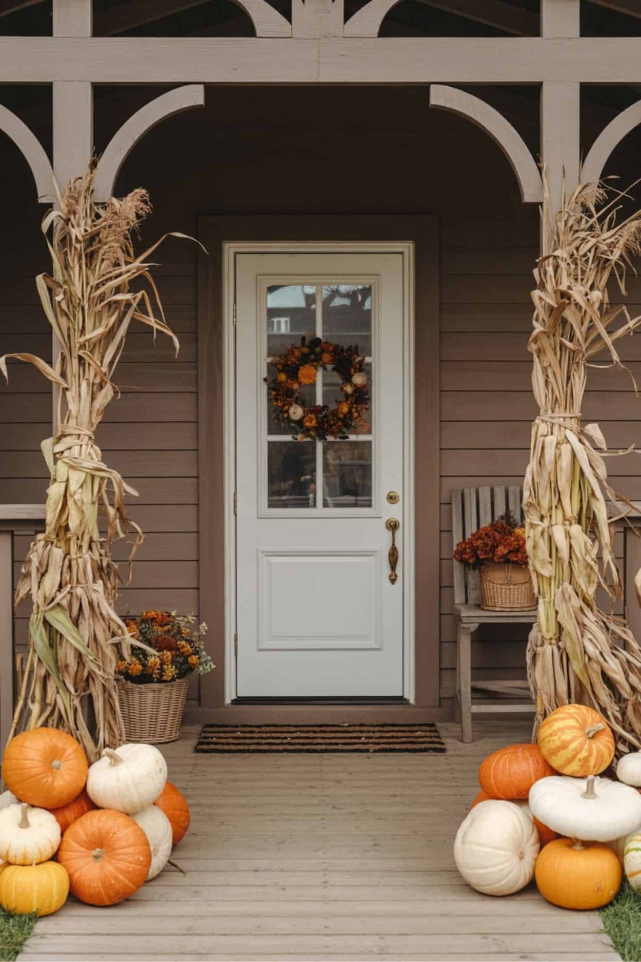 Welcome to the Cornstalk Porch: Stacked Pumpkins