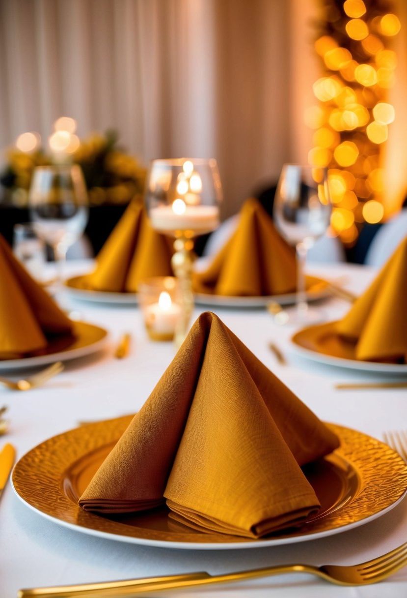 7) Amber Napkins as Table Accents