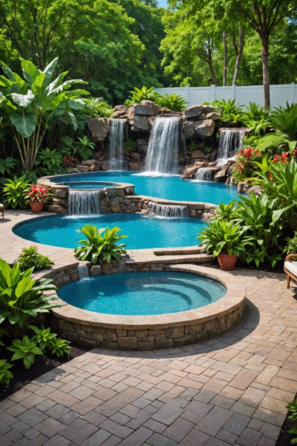 Raised Pool With Waterfall Feature