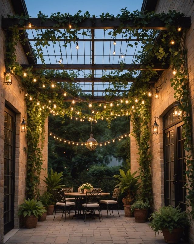 Trellis Canopy Lit with Edison Bulbs