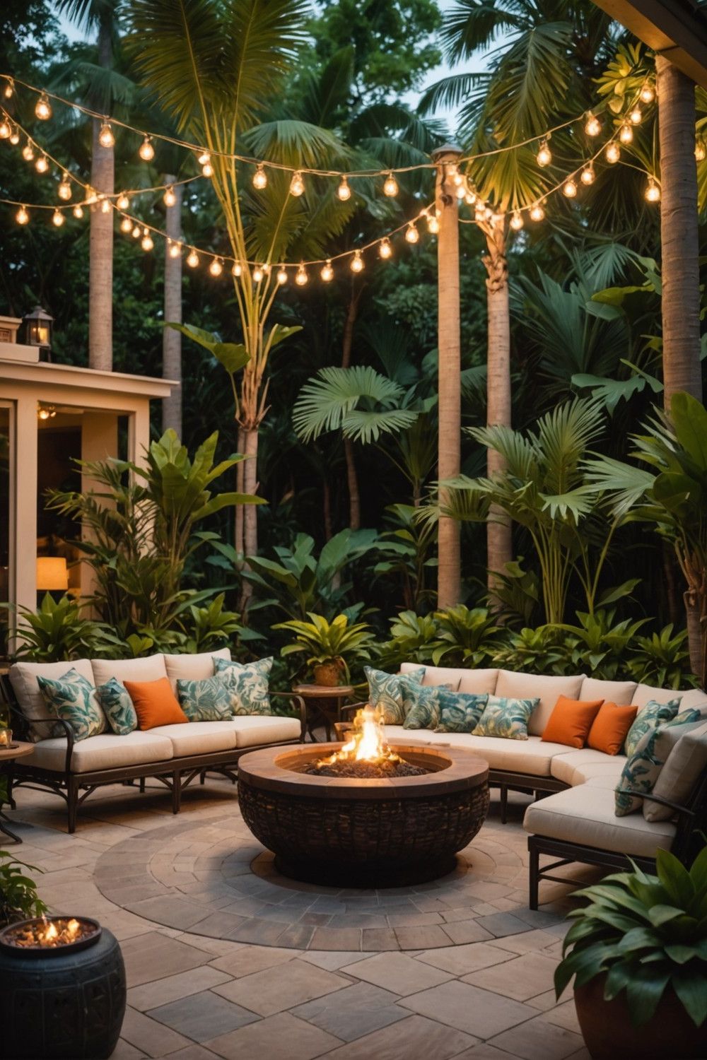 4) A Fire Pit with Tropical Style