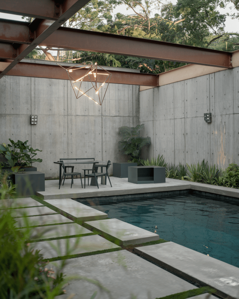 23. Industrial-Style Pool with Concrete and Steel Elements - photo 2