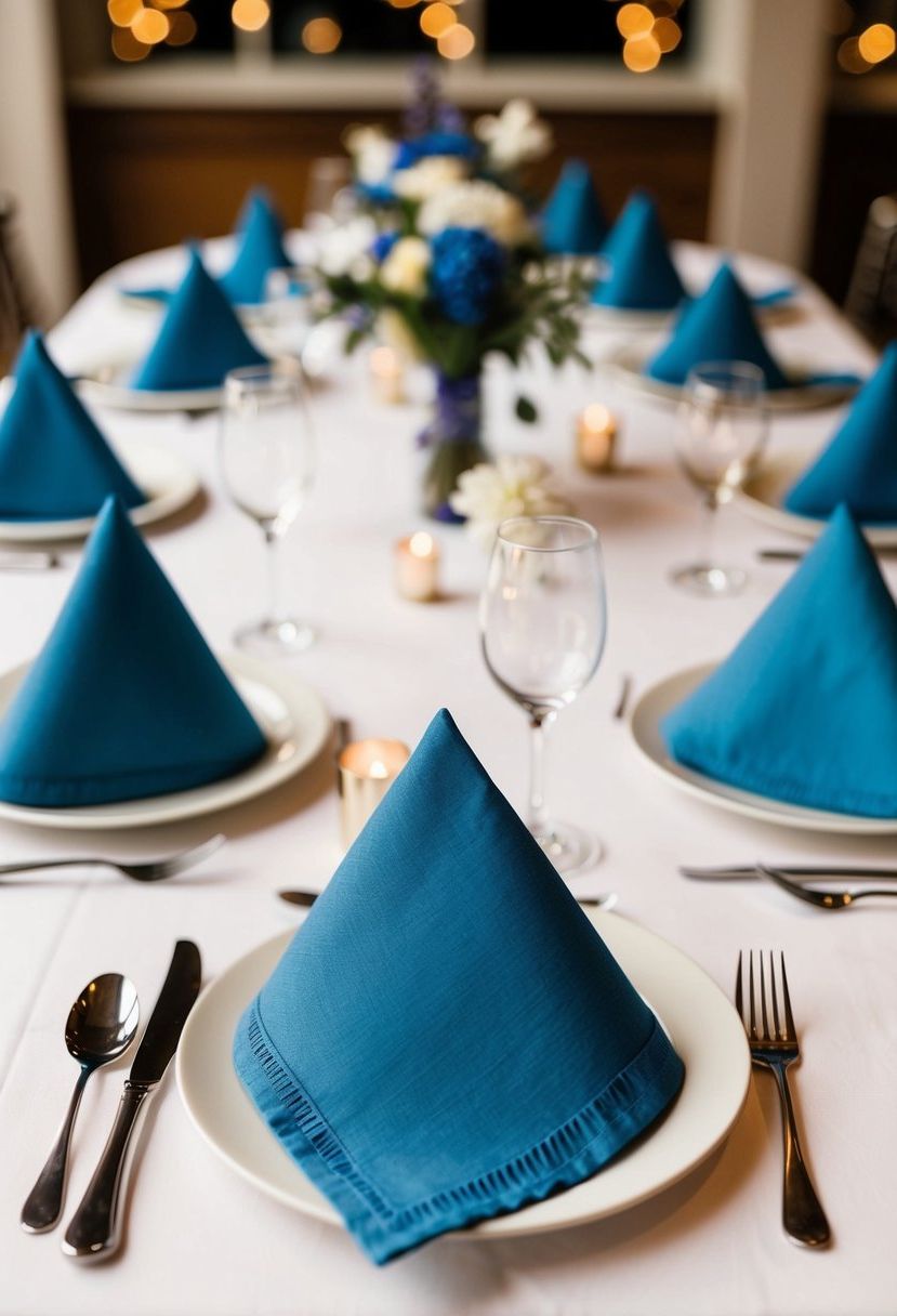 13) Dusty blue napkins for cocktail hour