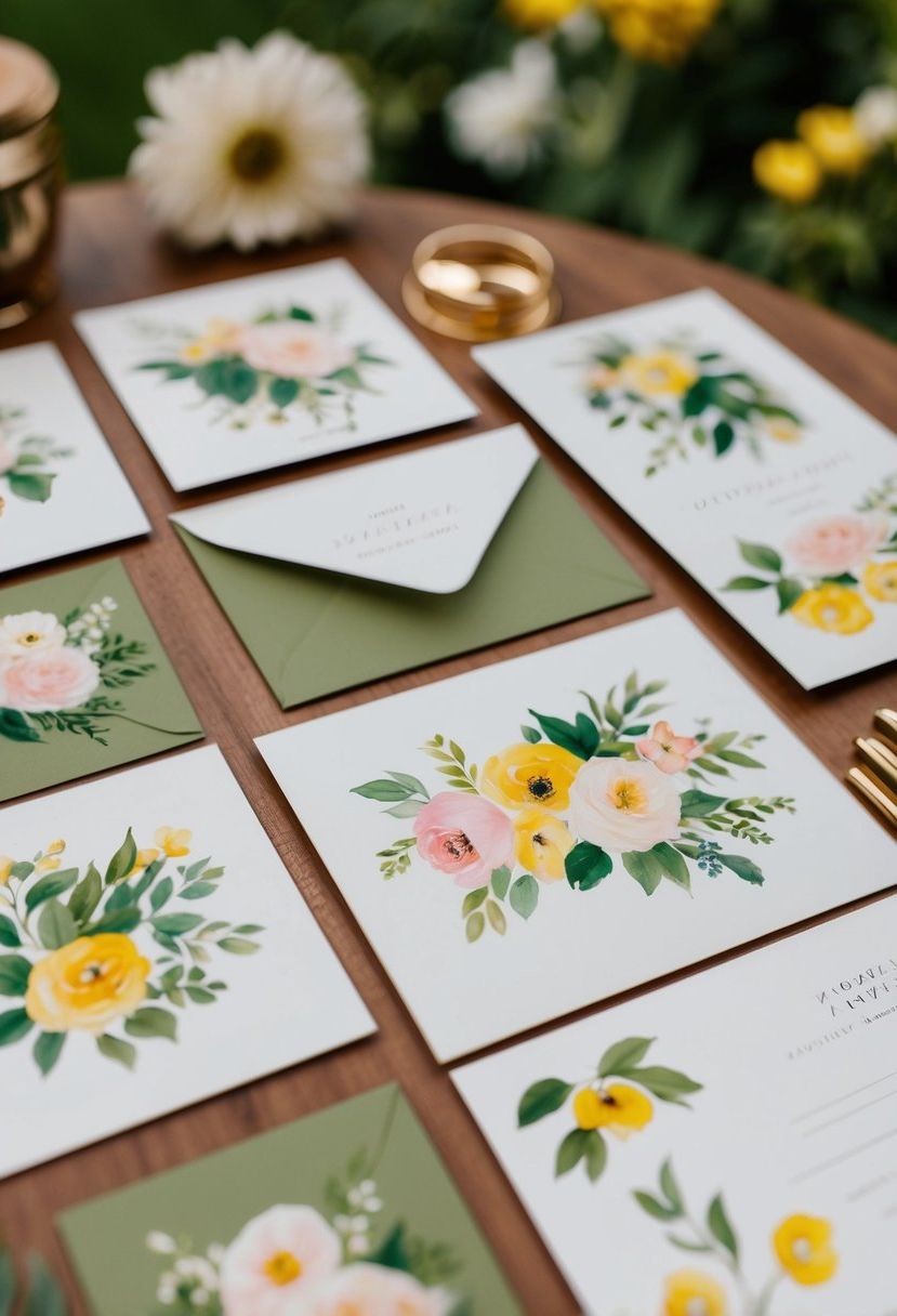 1) Paint Floral Illustrations on Stationery