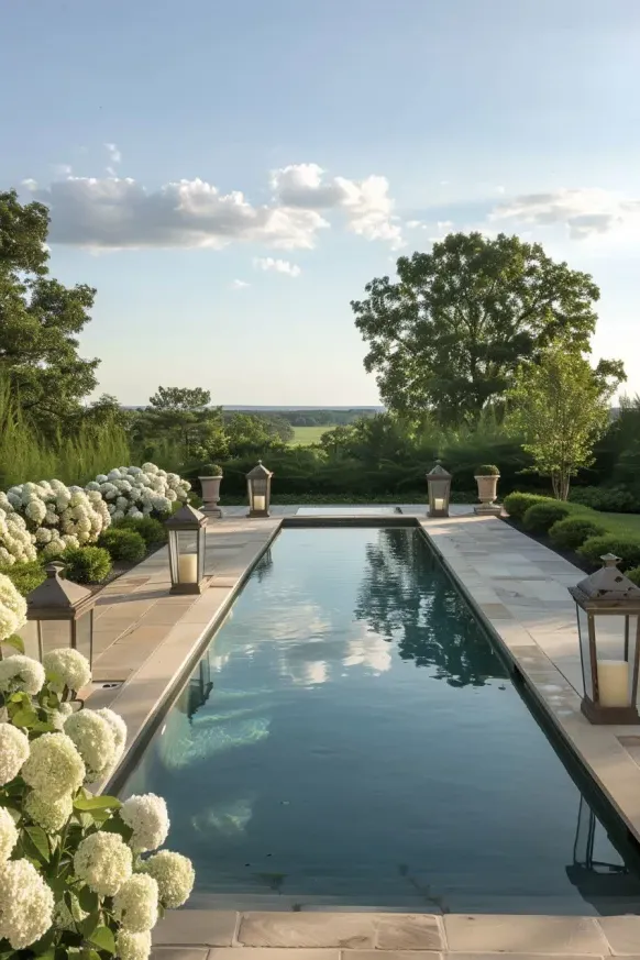 Lush Landscaping Around a Classic Pool