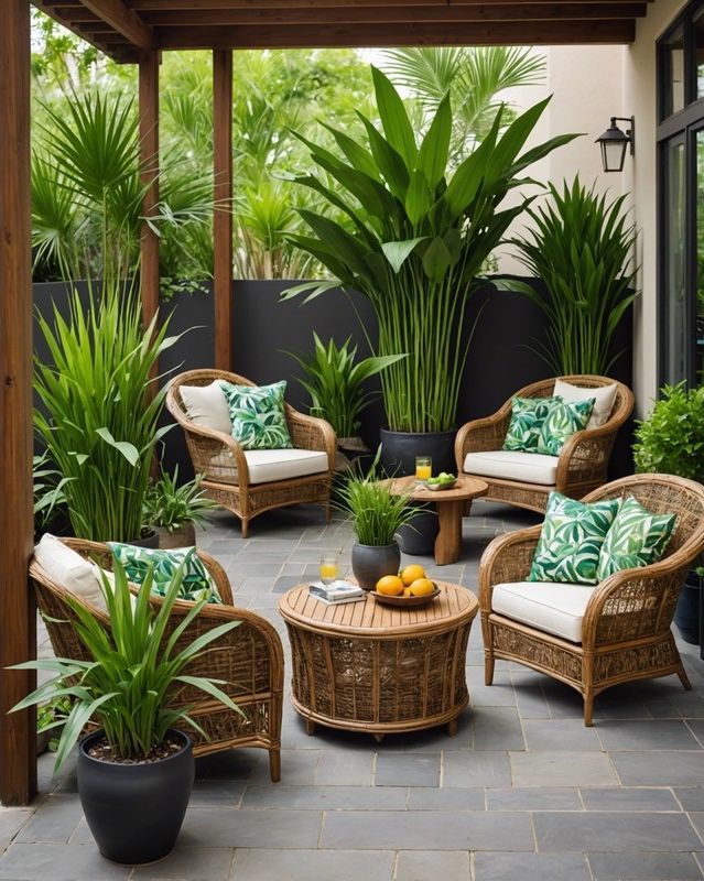 Arranging Lemongrass Around Outdoor Furniture