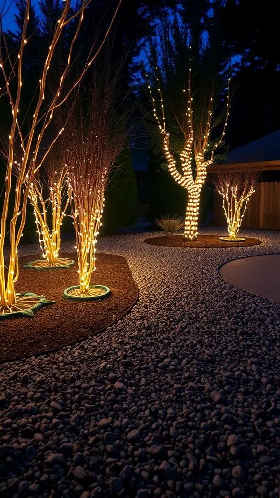 13) Gravel Paired with Accent Lighting