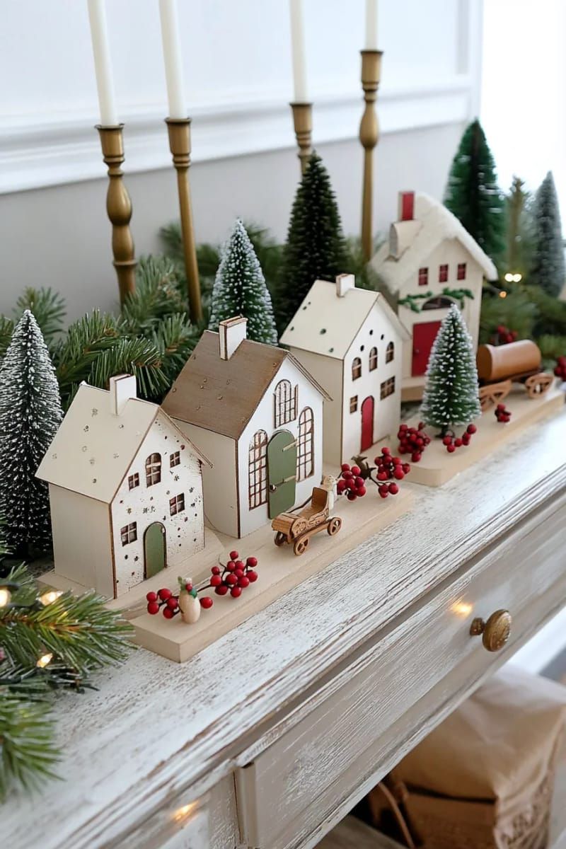 19. Vintage Christmas village displayed on a sideboard - photo 5